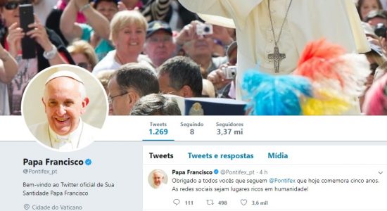 Conta do papa já conta com mais de 43 milhões de seguidores
