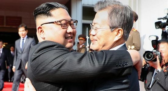 Os líderes das Coreias, Moon Jae-in e Kim Jong-un