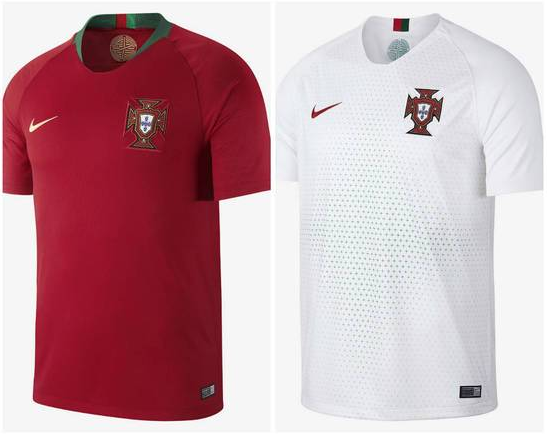 Camisa oficial e de reserva da seleÃ§Ã£o de Portugal
