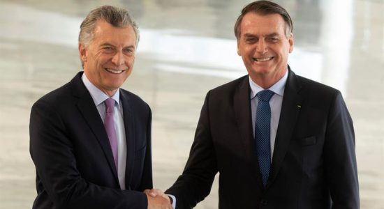 Mauricio Macri e Jair Bolsonaro durante encontro em Brasília