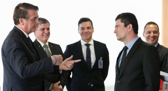 Presidente Jair Bolsonaro em encontro com o ministro da Justiça, Sérgio Moro