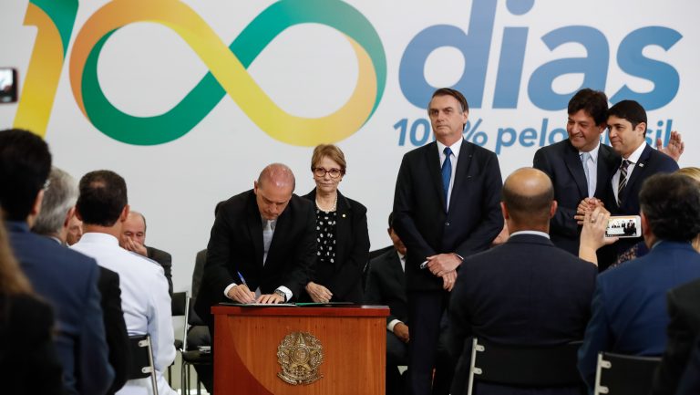 Solenidade marcou os 100 dias do governo de Jair Bolsonaro