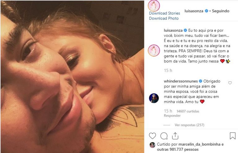 Luísa Sonza expressou seu apoio ao marido no Instagram