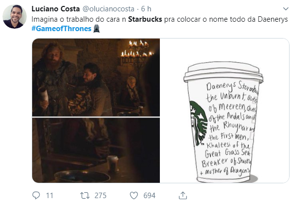 Produção esqueceu copo da Starbucks em cena de GOT