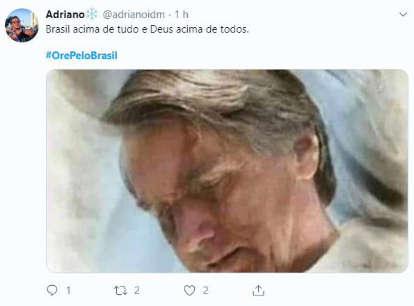 Internautas sobem a tag #OrePeloBrasil em prol de Bolsonaro e da nação