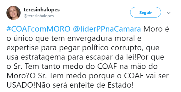 Ministro Sergio Moro se manifestou pelas manutenção do Coaf no Ministério da Justiça