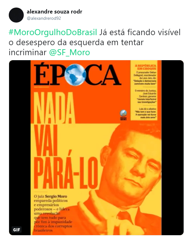 Ministro Sergio Moro é apoiado nas redes sociais