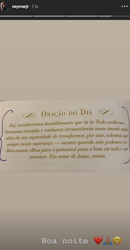 Atleta publicou versículos bíblicos em seu Instagram