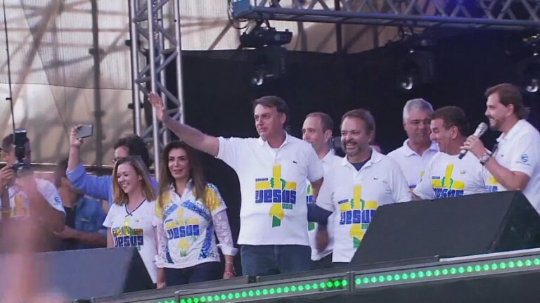 O presidente Jair Bolsonaro durante a 27ª Marcha para Jesus 