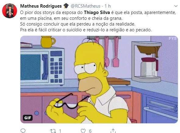 Internautas criticam declaração da esposa de Thiago Silva