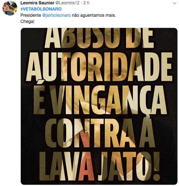 Tag #VetaBolsonaro ficou no topo do Twitter