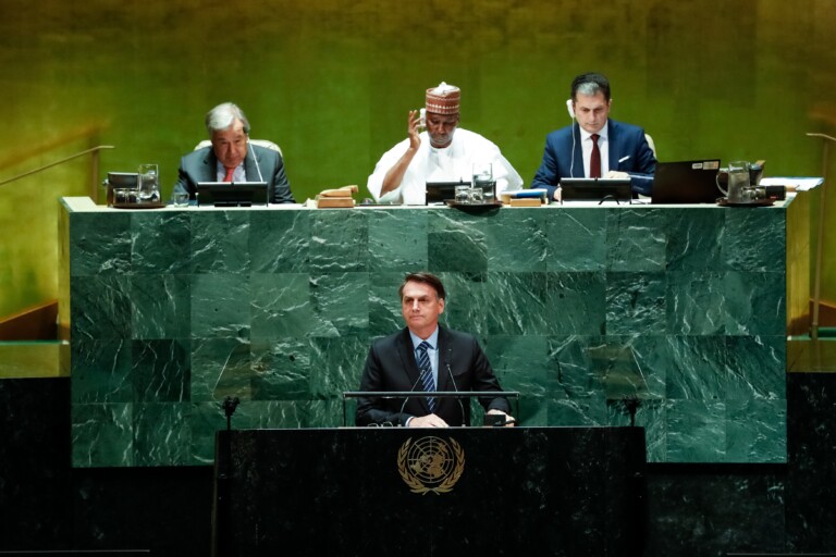 Presidente Jair Bolsonaro durante a abertura da 74ª Sessão da Assembleia Geral das Nações Unidas