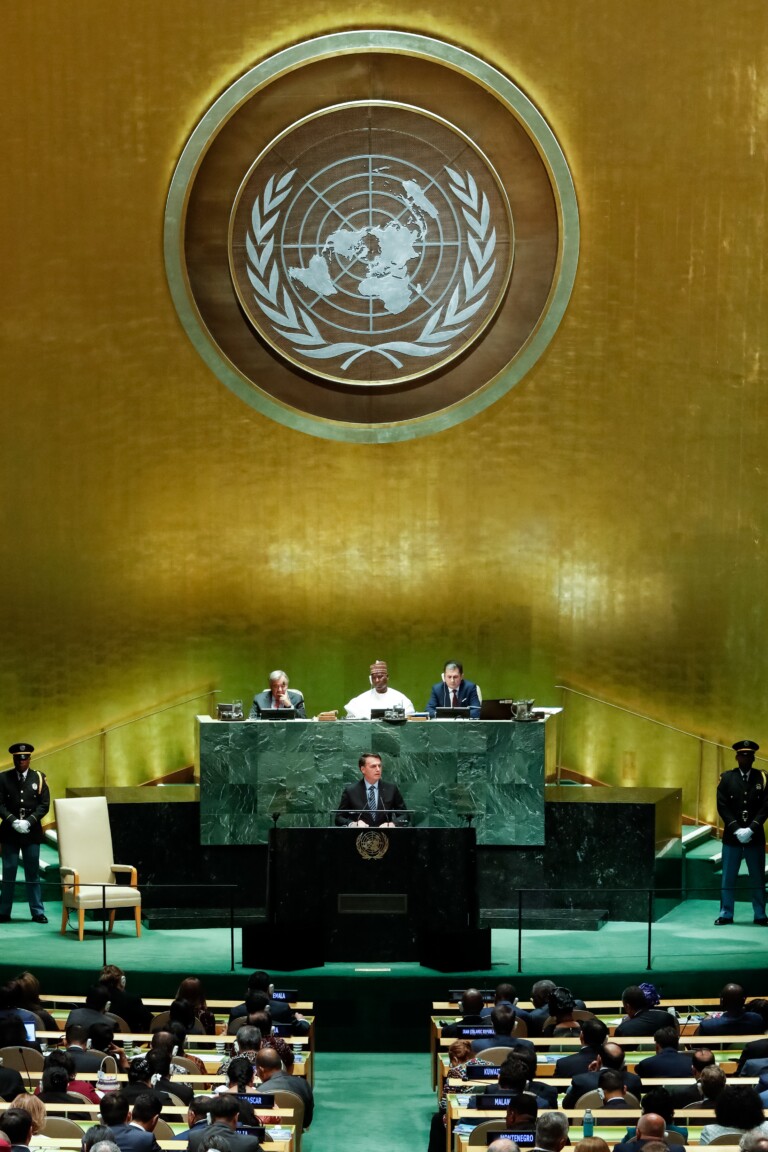 Presidente Jair Bolsonaro durante a abertura da 74ª Sessão da Assembleia Geral das Nações Unidas
