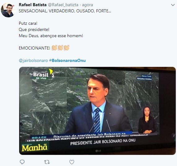 Discurso de Bolsonaro foi elogiado nas redes sociais