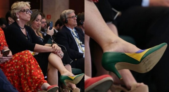 CPAC: Mãe de Eduardo usa sapato da bandeira do Brasil
