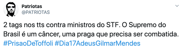 Movimento nas redes sociais pedem a punição dos ministros do STF Gilmar Mendes e Dias Toffoli