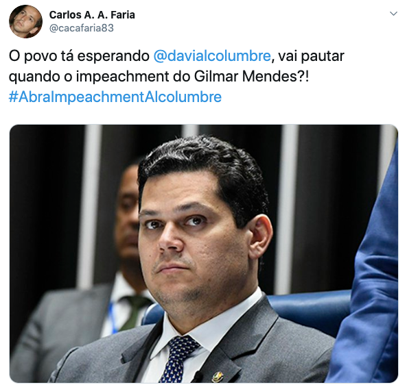 Alcolumbre é pressionado a abrir impeachment de Gilmar