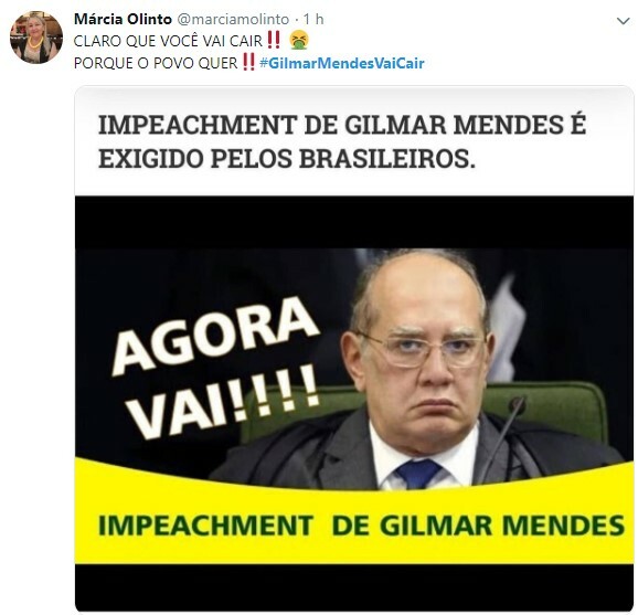 Usuários pediram saída de Gilmar Mendes pelas redes sociais