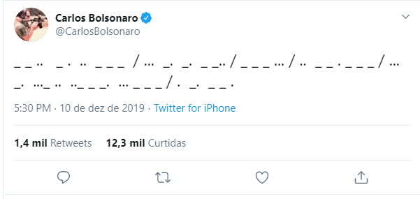 Publicação de Carlos Bolsonaro foi avaliada por especialista em Código Morse