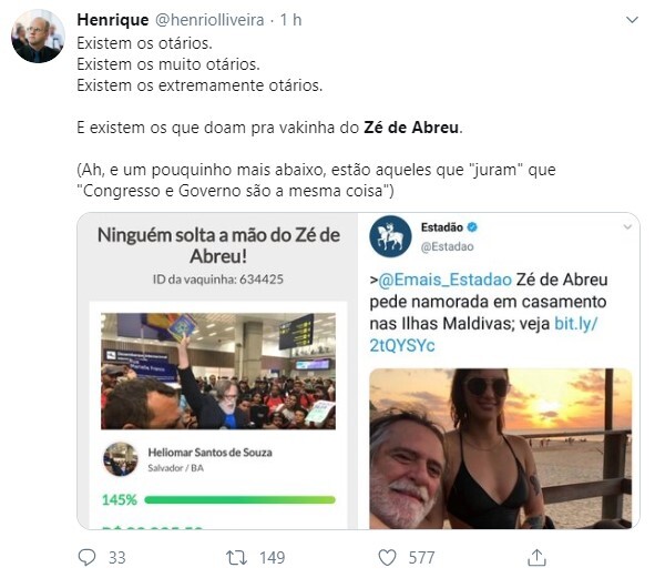 Internet criticou vaquinha feita para José de Abreu