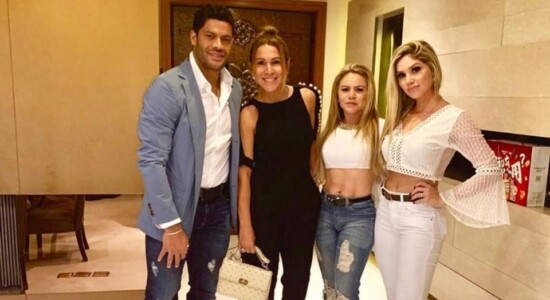 Hulk, a ex-esposa Iran, a ex-cunhada Rayssa e a namorada Camila Ângelo