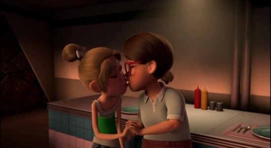 Beijo entre meninas em animação