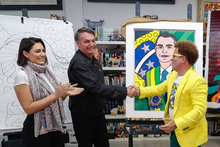 Bolsonaro visita o estúdio de Romero Britto em Miami