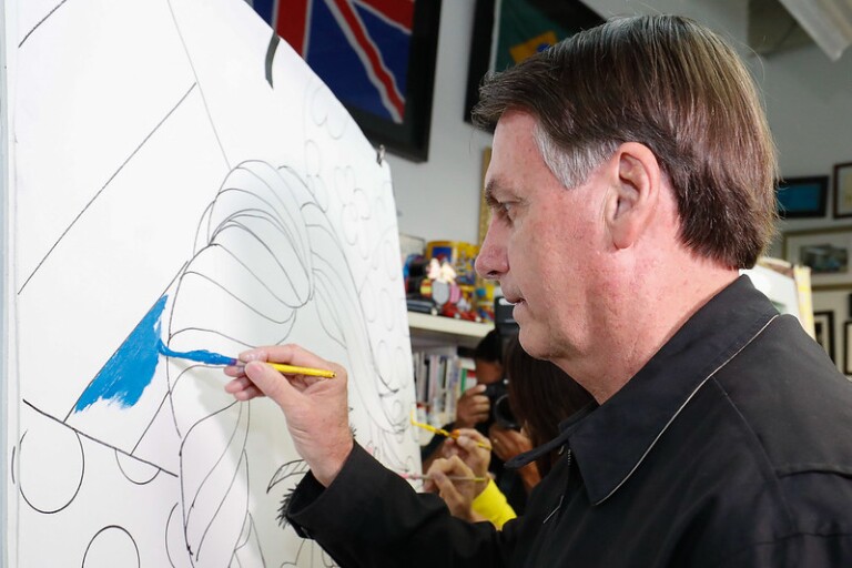 Bolsonaro visita o estúdio de Romero Britto em Miami