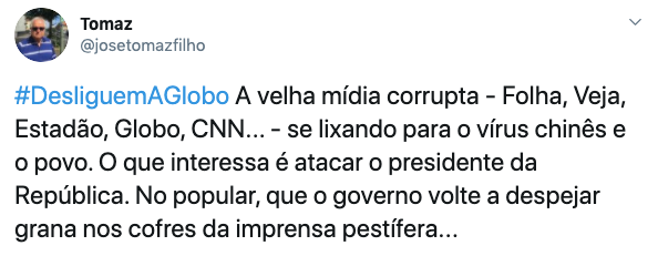 Telespectadores iniciam novo boicote à TV Globo por gerar pânico na população com a cobertura do novo coronavírus