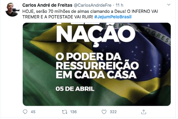 Usuários de rede social apoiam jejum proposto por Bolsonaro