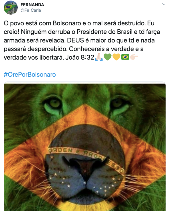 Internautas iniciaram corrente de oração pelo presidente Jair Bolsonaro