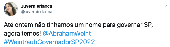 Eleitores pediram Abraham Weintraub como governador de SP em 2022