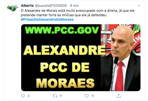 Usuários de rede social pedem prisão de Moraes