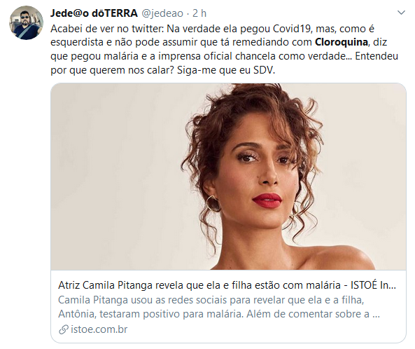 Web acusa Camila Pitanga de 