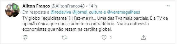 Internautas criticaram as declarações do ex-Globo