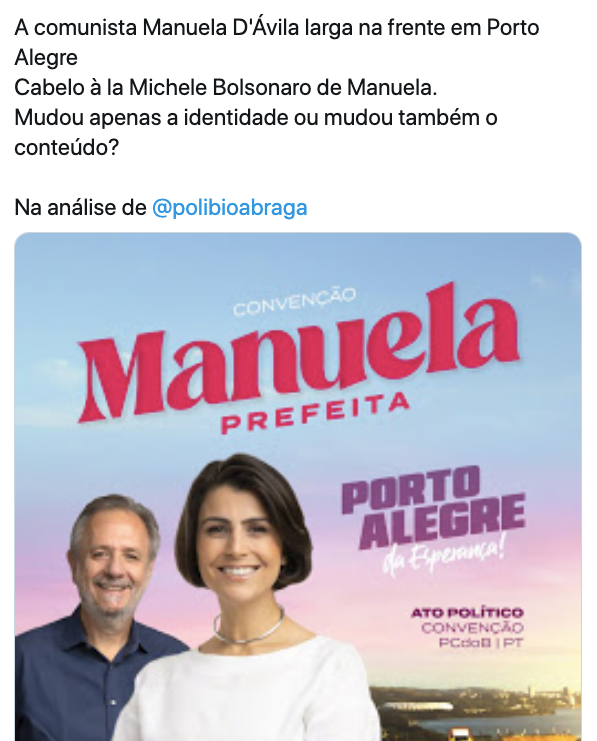 Material de campanha de Manuela D'Ávila deu o que falar nas redes