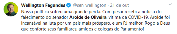 Amigos lamentam a morte do senador Arolde de Oliveira