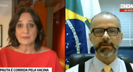 Presidente da Anvisa, Antonio Barra Torres, em entrevista à GloboNews