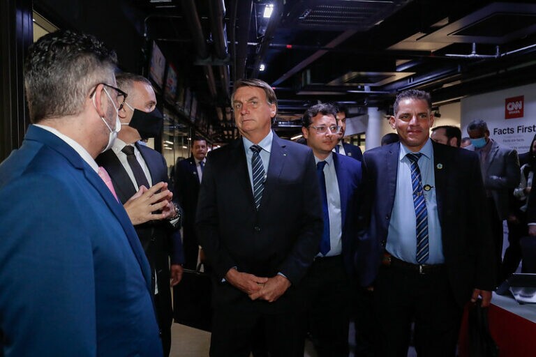 Presidente Jair Bolsonaro e comitiva visitam sede da CNN Brasil, em São Paulo