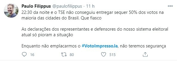 Internautas se manifestaram pelo voto impresso no Brasil