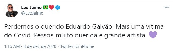 Famosos e amigos lamentam a morte do ator Eduardo Galvão