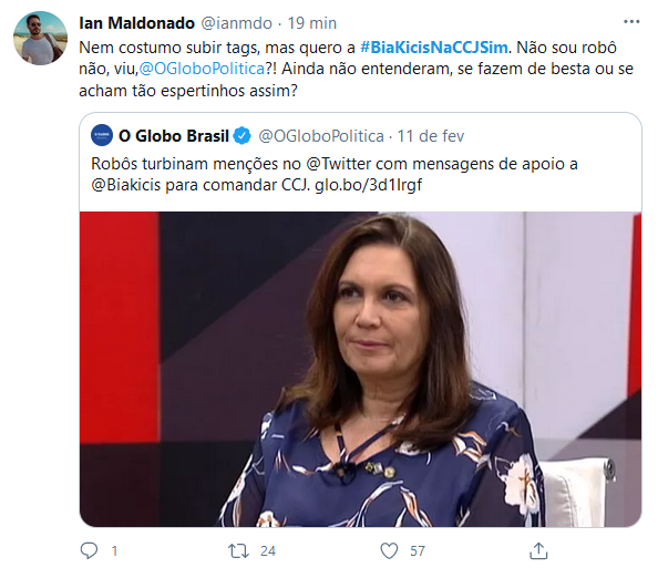 Web se une e manda recado à Globo: #BiaKicisNaCCJSim