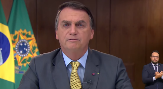 Presidente Jair Bolsonaro durante pronunciamento na TV