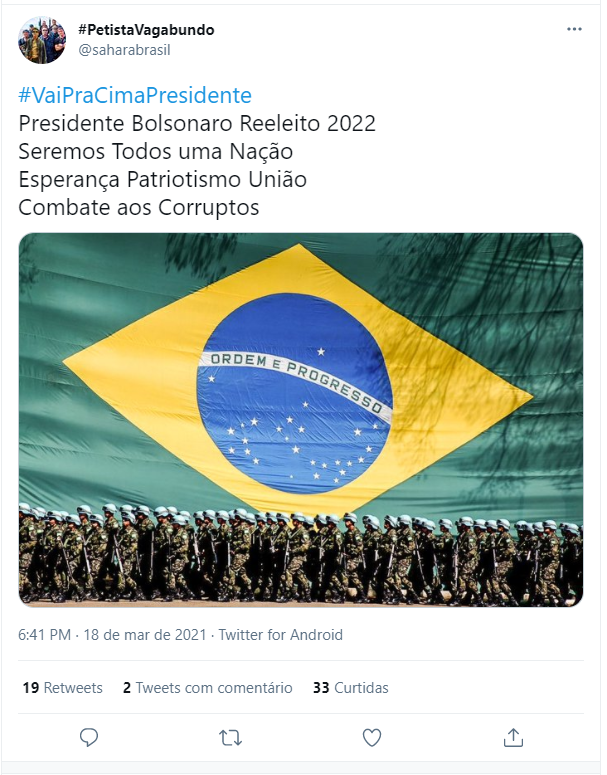 Apoiadores pedem atitude de Bolsonaro e lançam #VaiPraCimaPresidente
