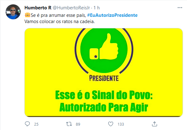 Bolsonaro pede sinal do povo e web diz: #EuAutorizoPresidente