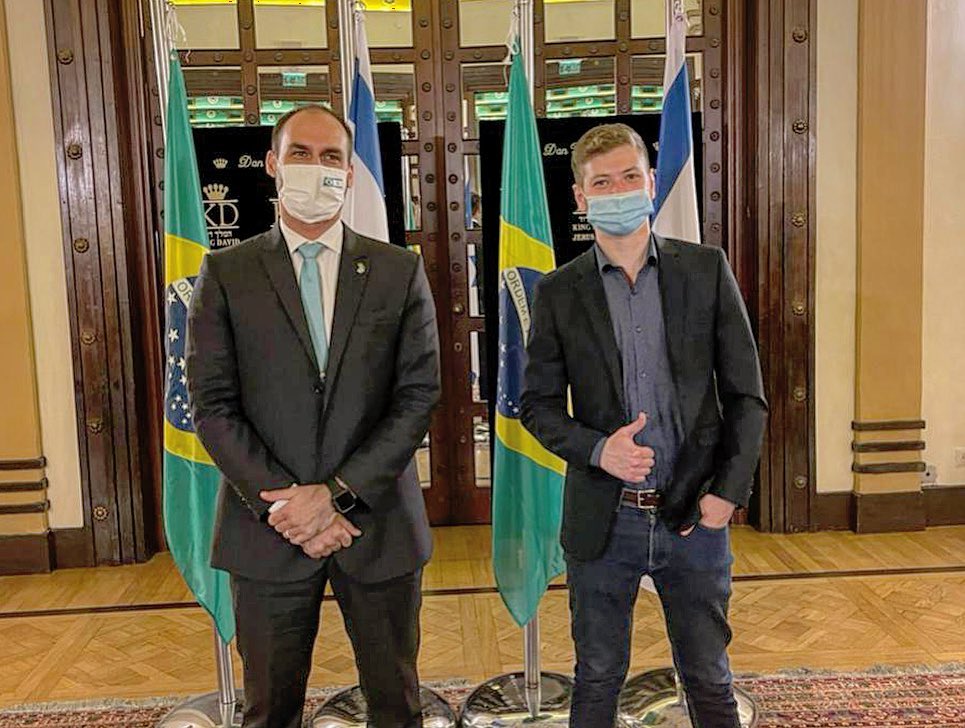 Eduardo Bolsonaro e Yair Netanyahu, filho do primeiro Ministro de Israel Covid Tour
