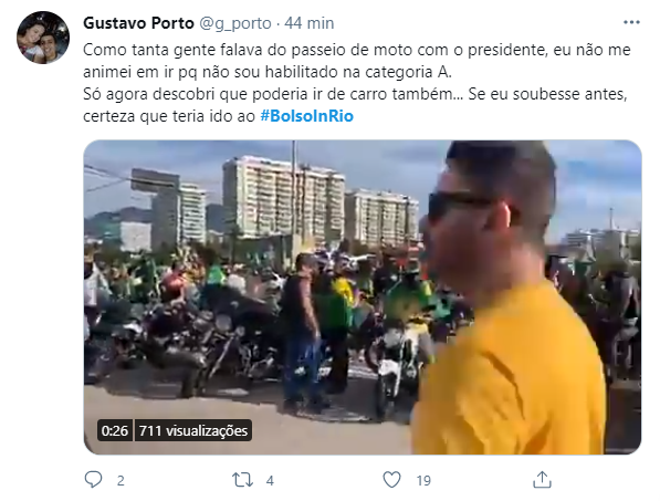 Internautas repercutem passeio de moto de Bolsonaro no Rio