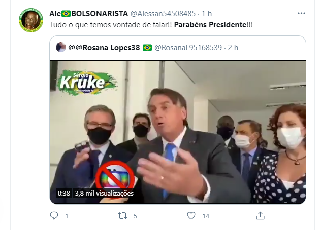 Após dizer que a Rede Globo faz 'jornalismo canalha’, Bolsonaro foi elogiado em rede social
