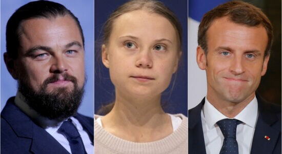 Leonardo DiCaprio, Greta Thunberg e Emmanuel Macron