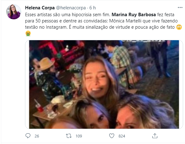 Durante pandemia, Marina Ruy Barbosa faz festa para 50 pessoas e web aponta hipocrisia